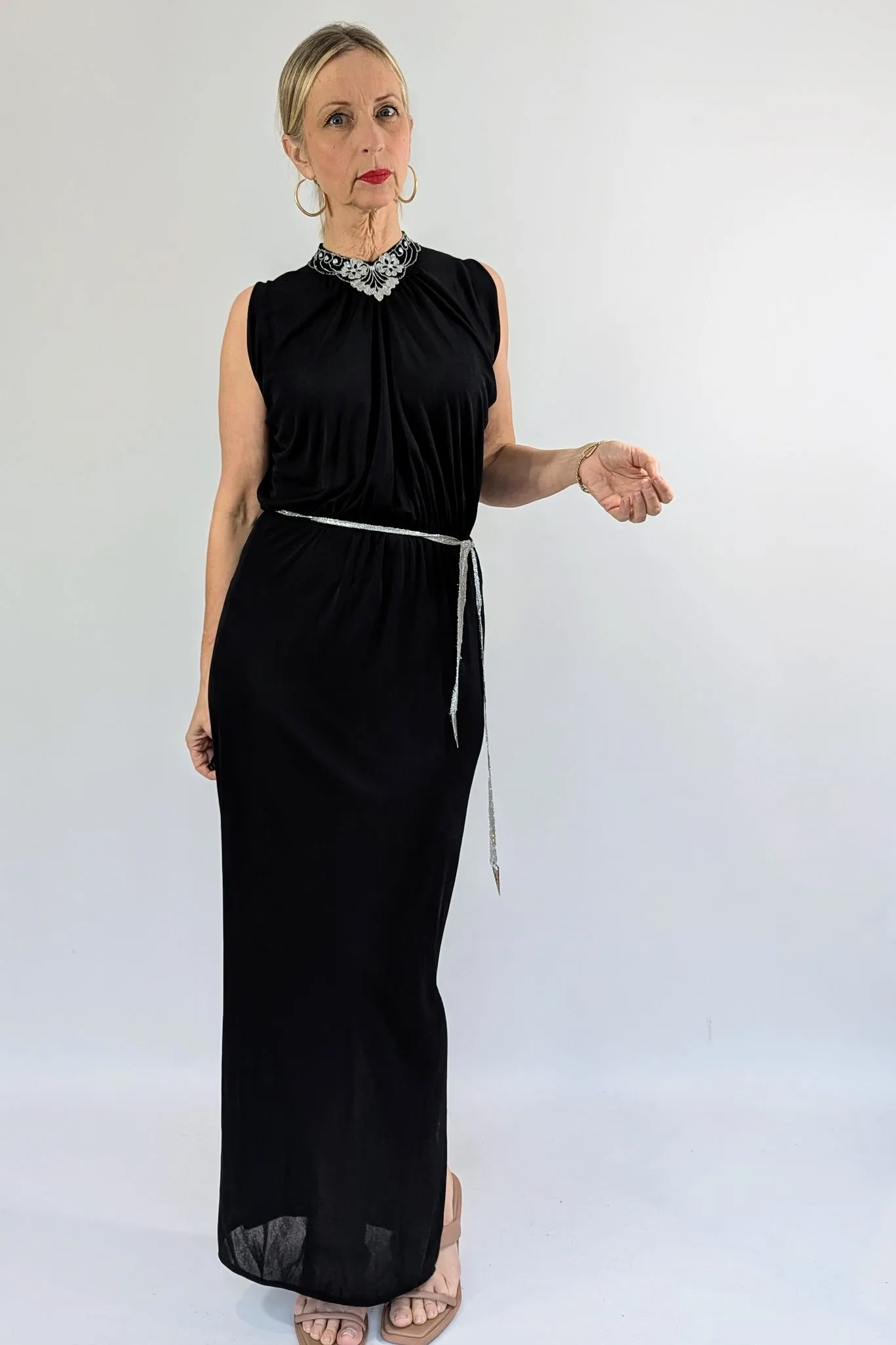 1970s Radley Black and Silver Dress
