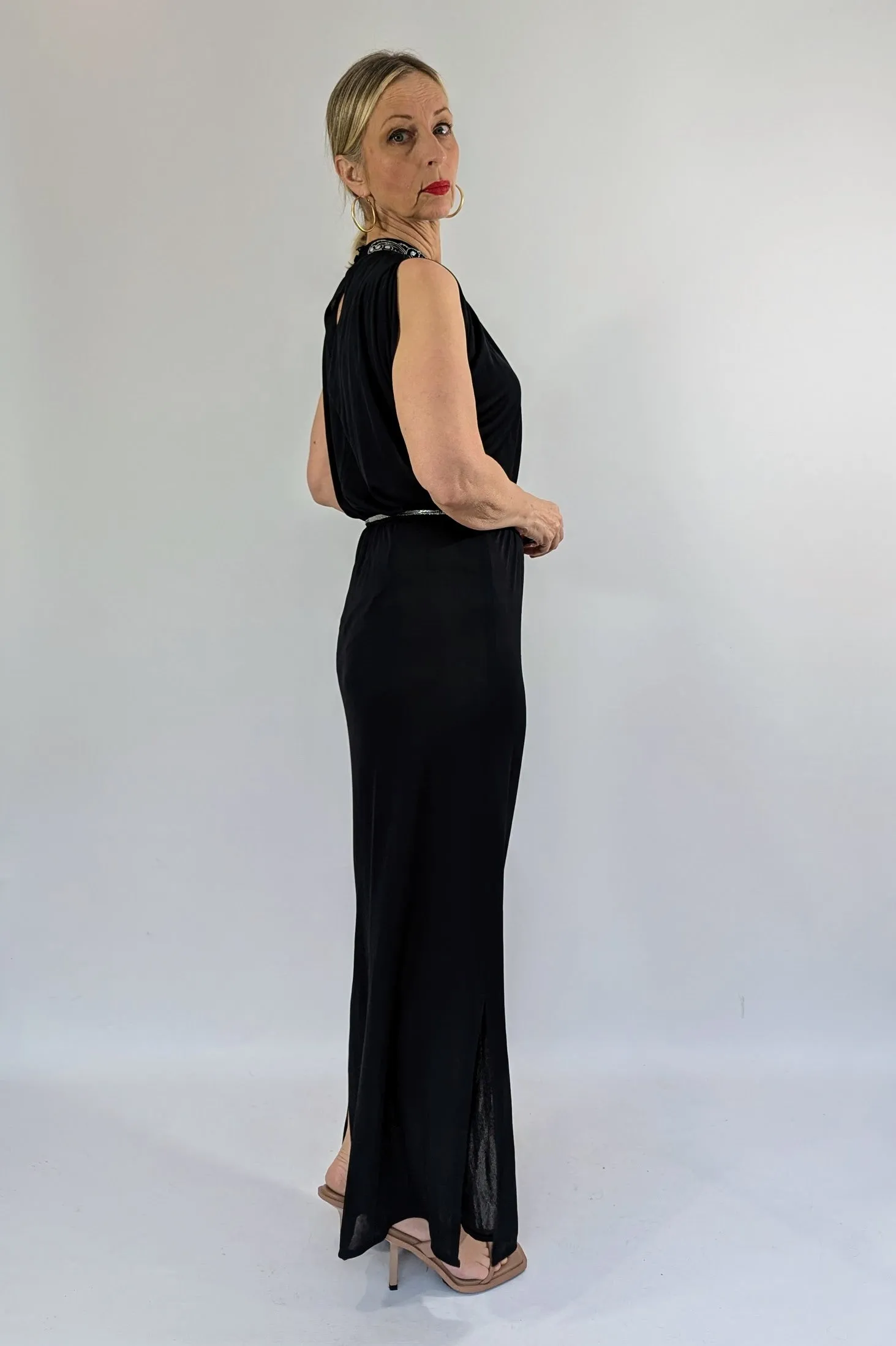 1970s Radley Black and Silver Dress