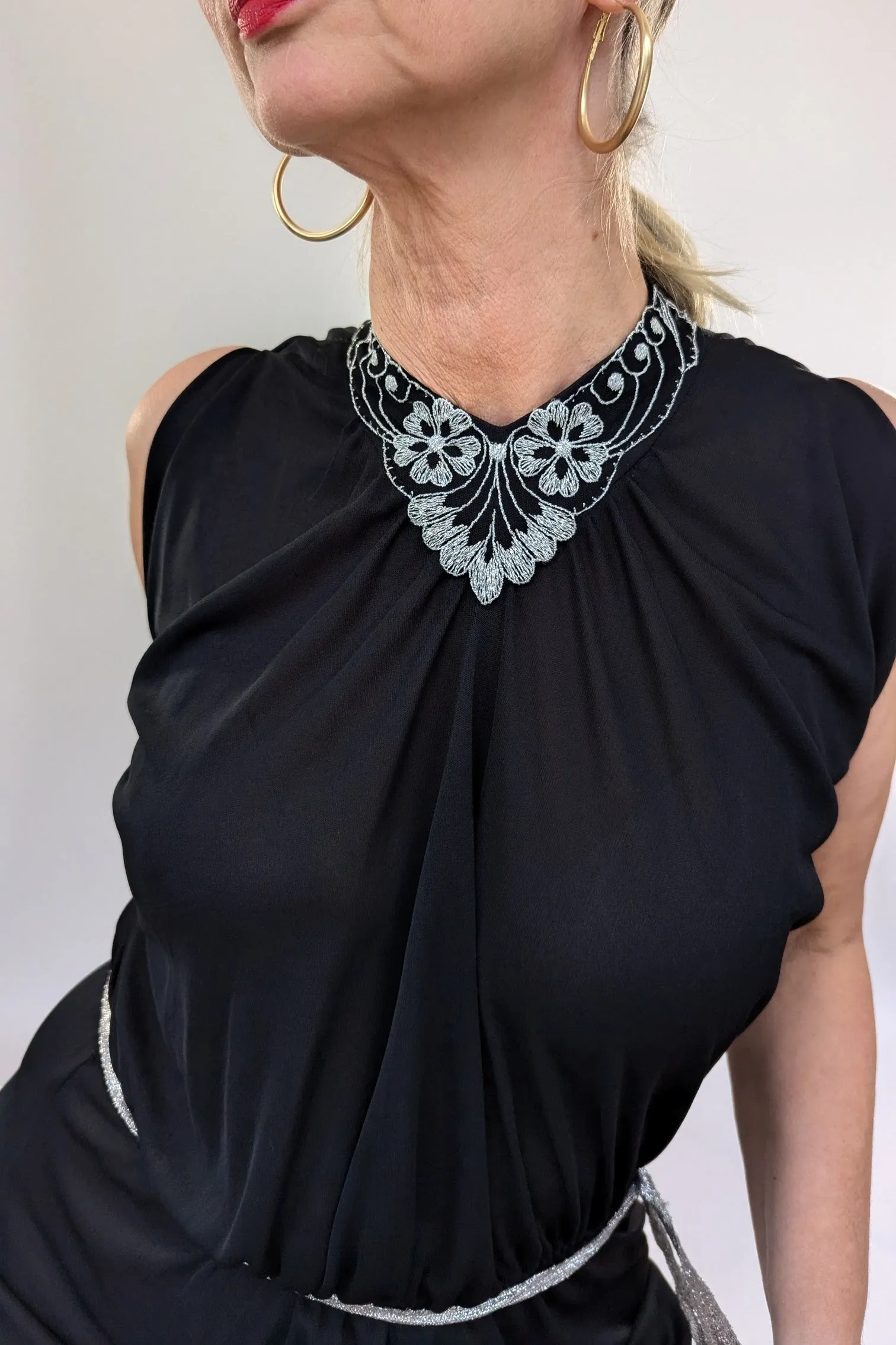 1970s Radley Black and Silver Dress