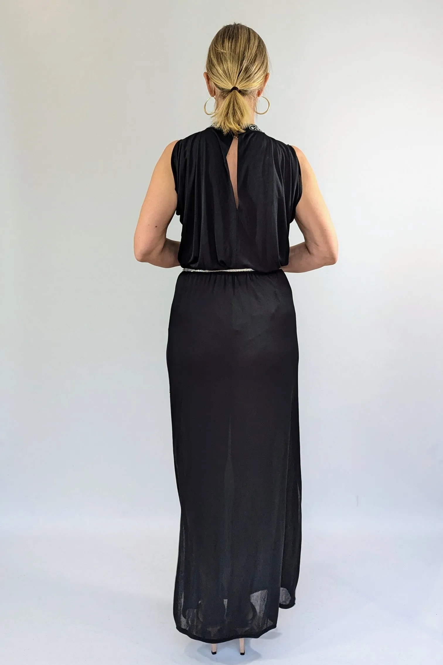 1970s Radley Black and Silver Dress