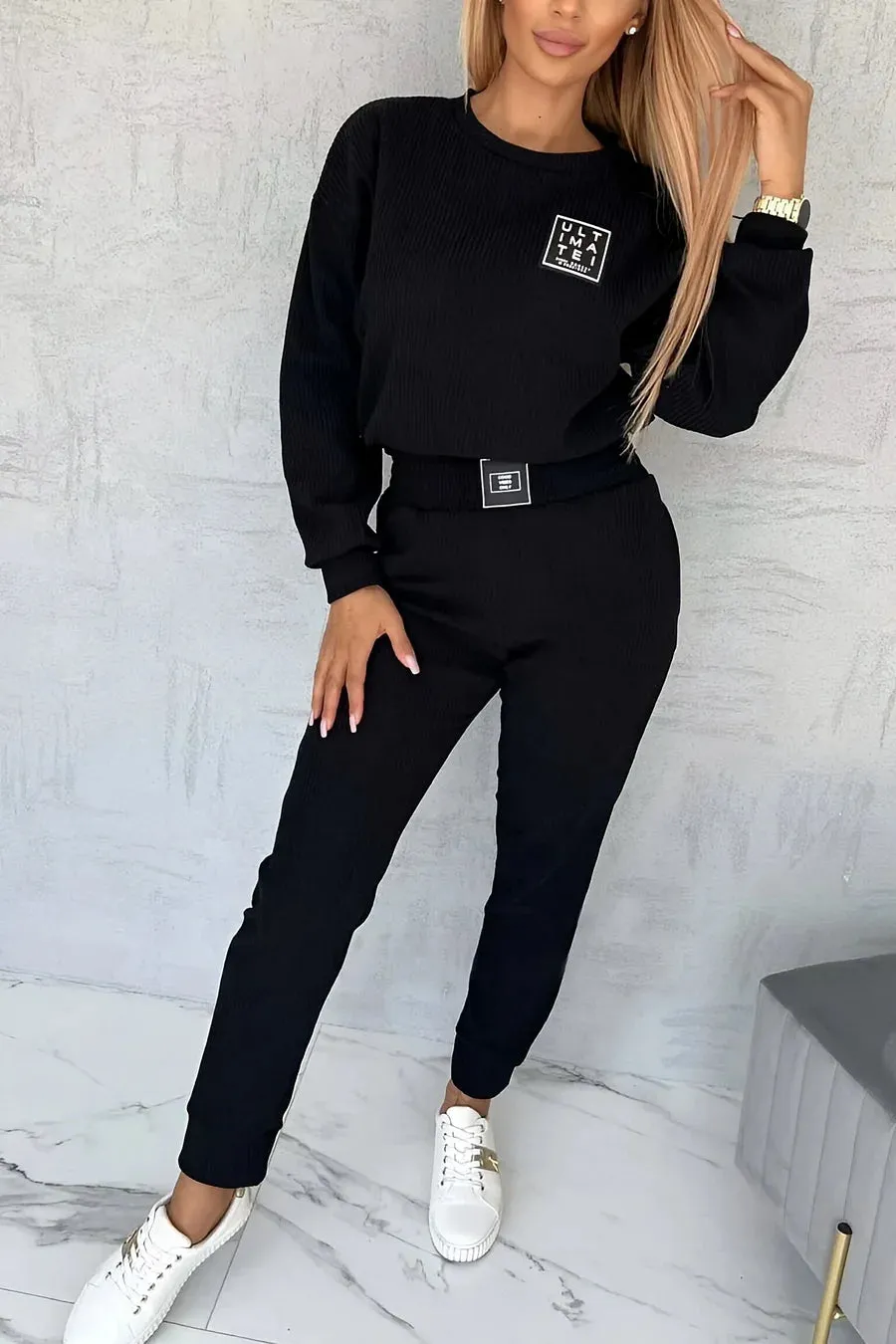 2Pcs Casual Corduroy Sweatshirt Set