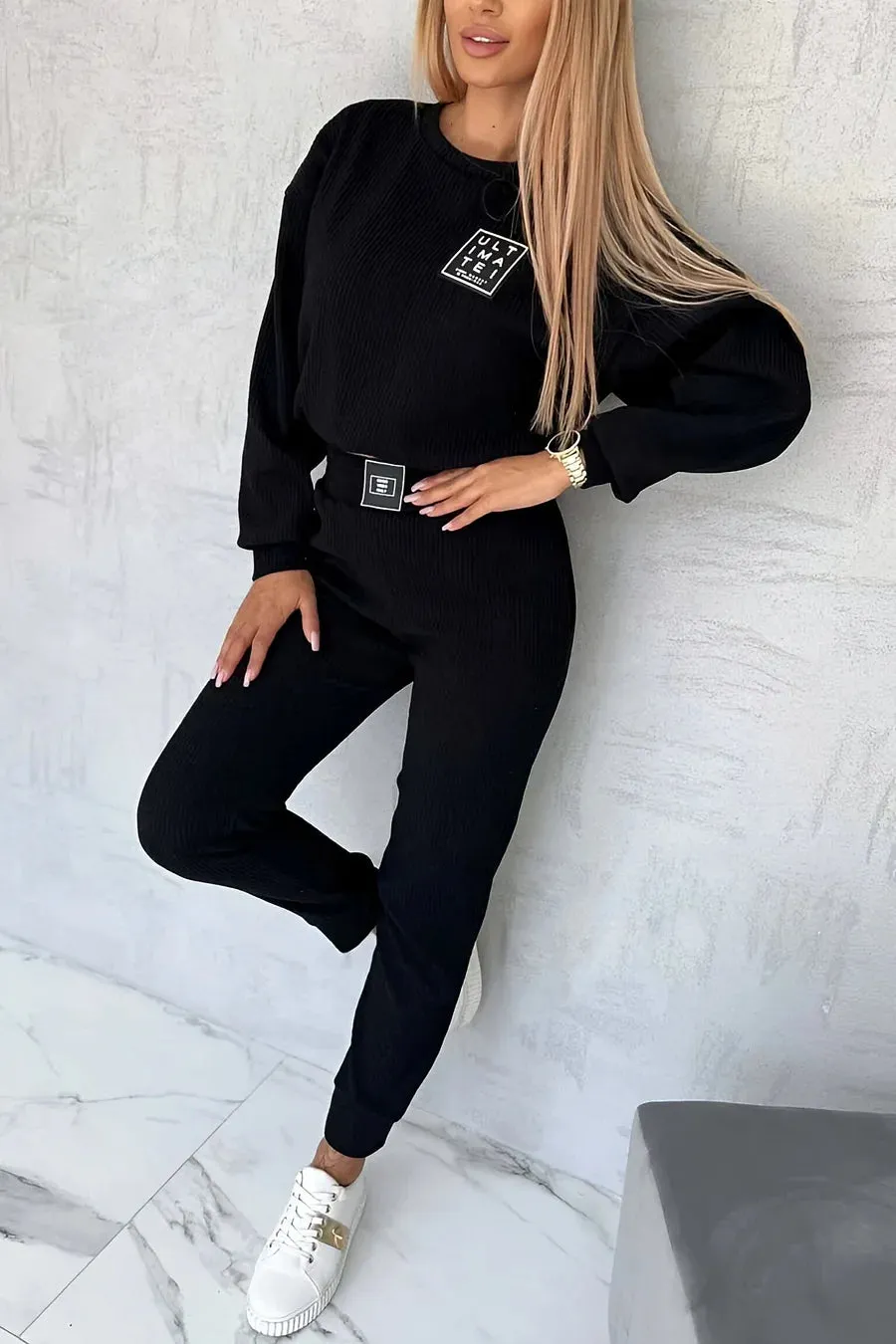 2Pcs Casual Corduroy Sweatshirt Set