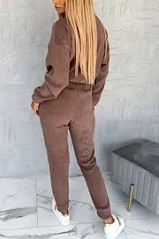 2Pcs Casual Corduroy Sweatshirt Set