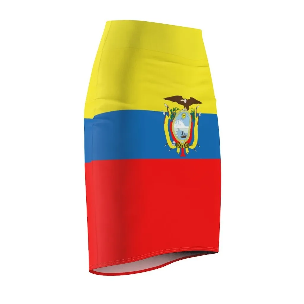 65 MCMLXV Women's Ecuador Flag Print Pencil Skirt