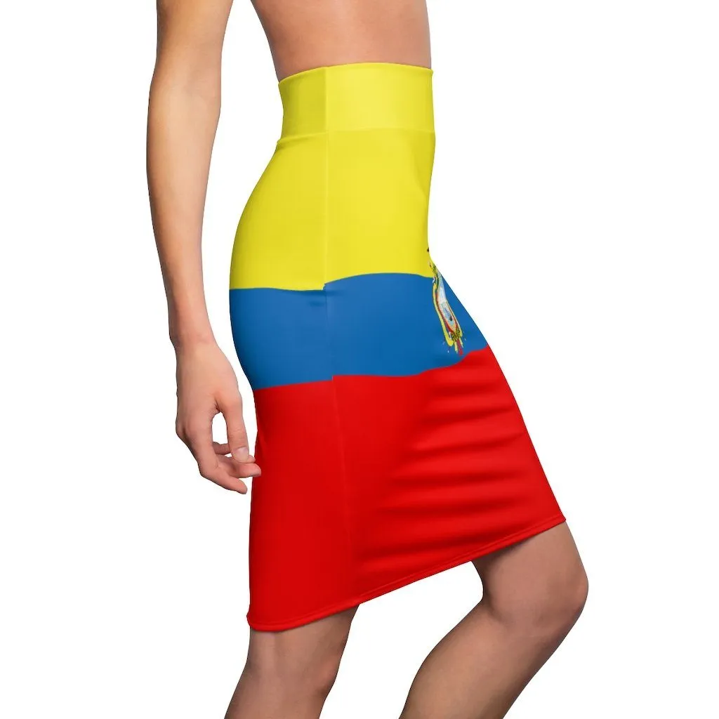 65 MCMLXV Women's Ecuador Flag Print Pencil Skirt