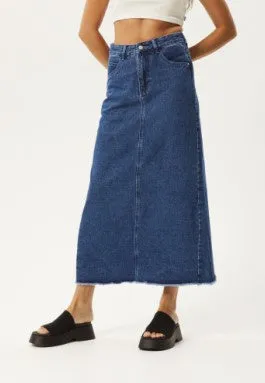 Afends Chichi - Denim Midi Skirt - Authentic Blue