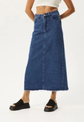 Afends Chichi - Denim Midi Skirt - Authentic Blue