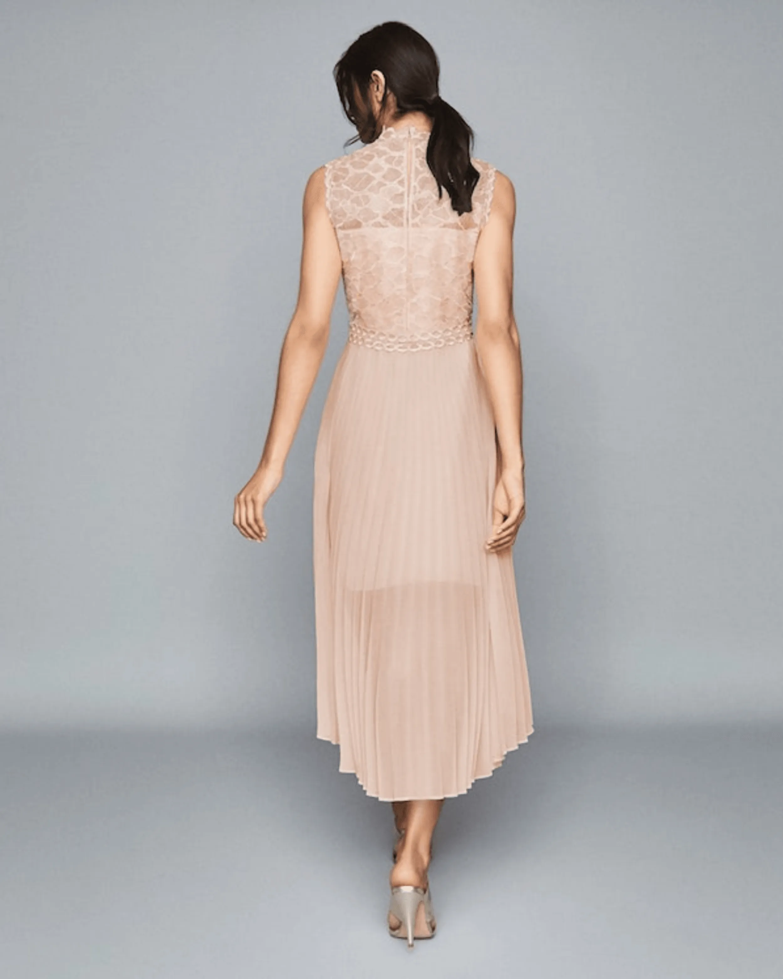 Aideen Lace Detail Pleated Midi Dress