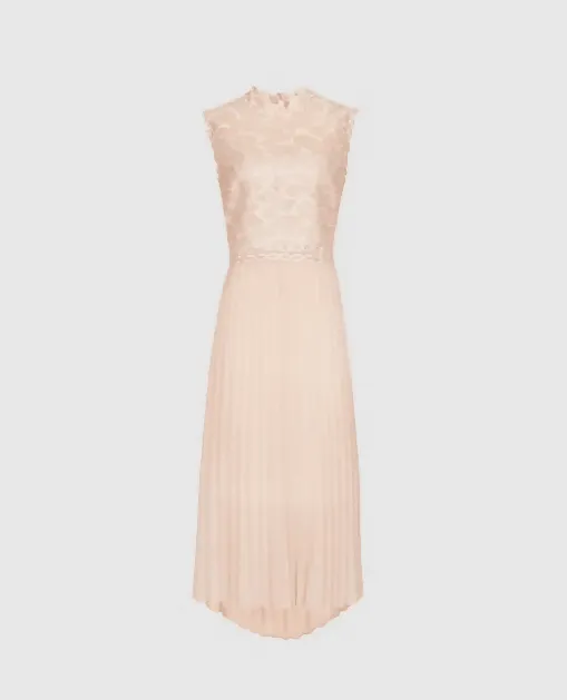 Aideen Lace Detail Pleated Midi Dress