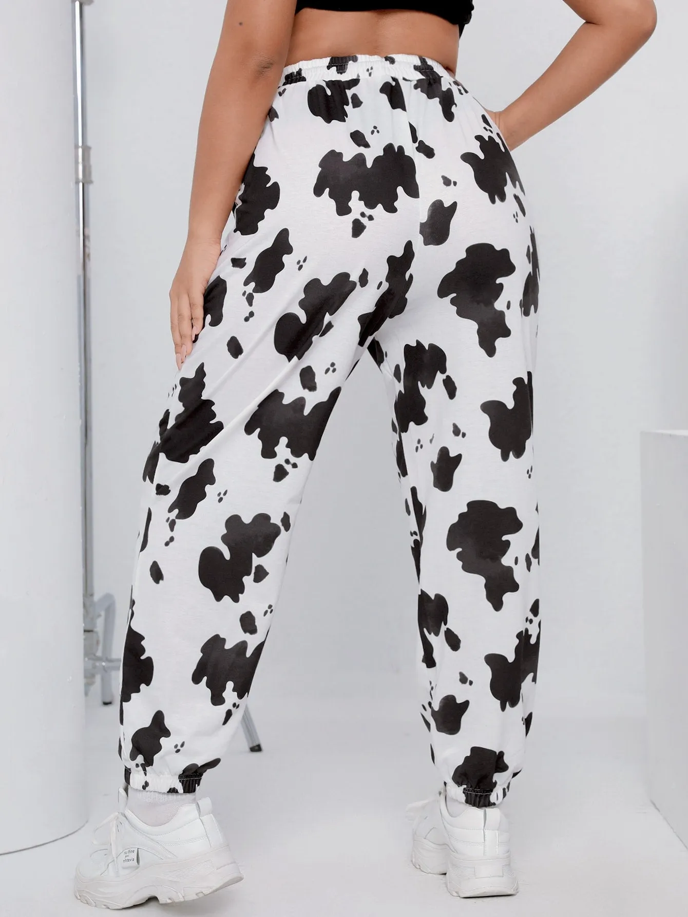 Animal Drawstring High Waist Long Plus Size Sweatpants