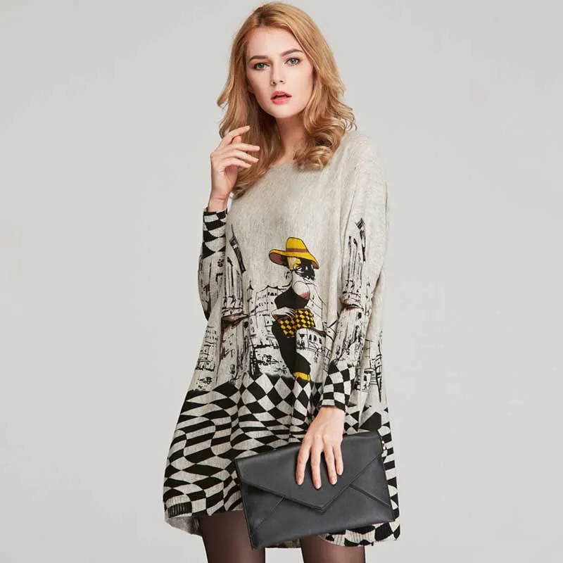 Autumn O-Neck Knitted Sweater Dress