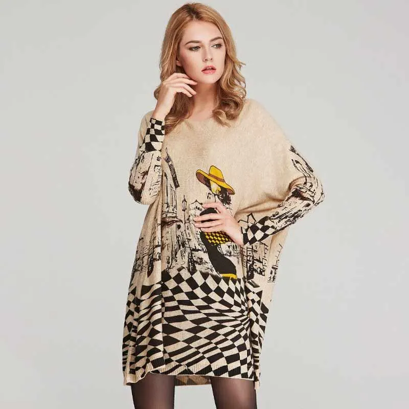 Autumn O-Neck Knitted Sweater Dress