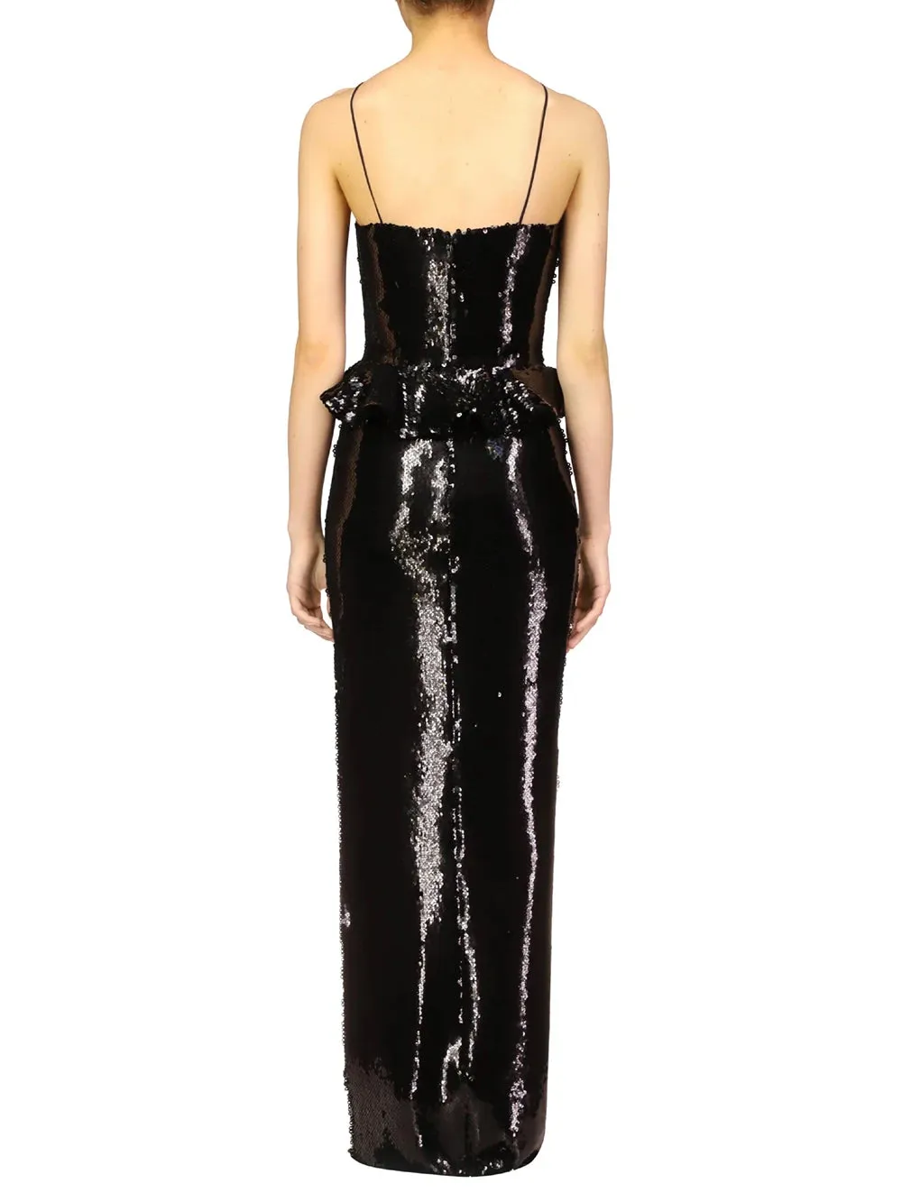 Backless Halter Mesh Sequin Maxi Dress