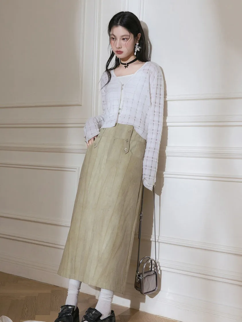 Bamboo Shadow Slit A-Line Skirt