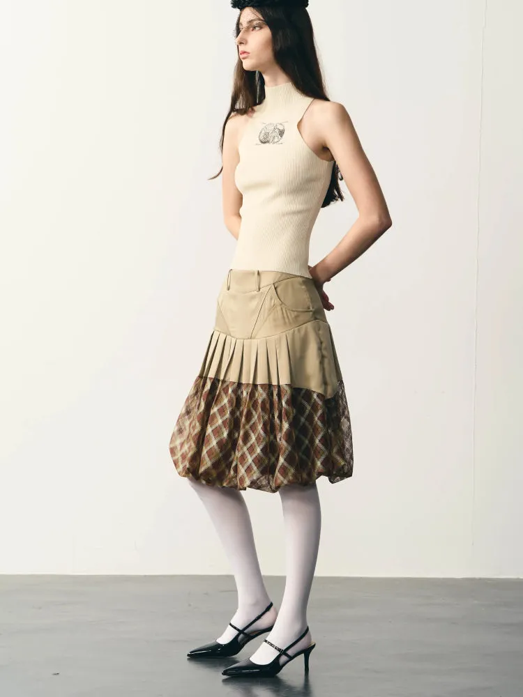 beige tight knitted vest