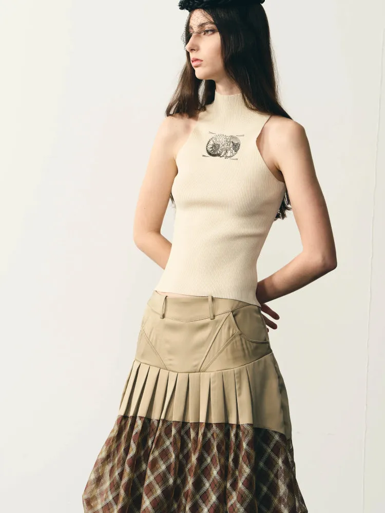beige tight knitted vest