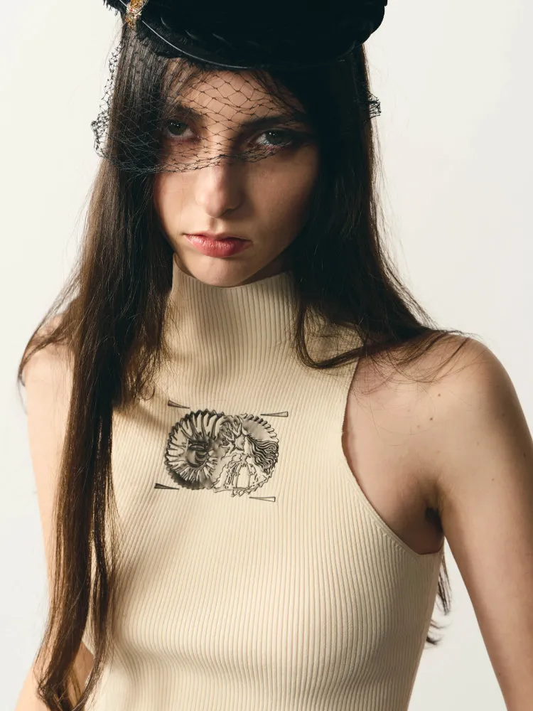 beige tight knitted vest
