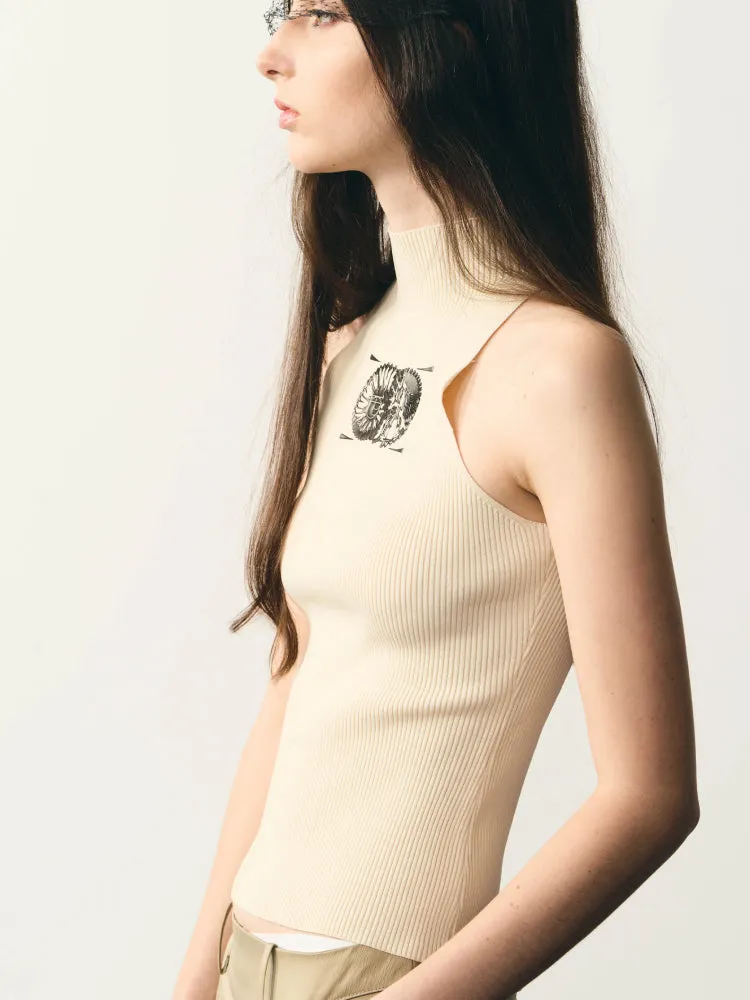 beige tight knitted vest