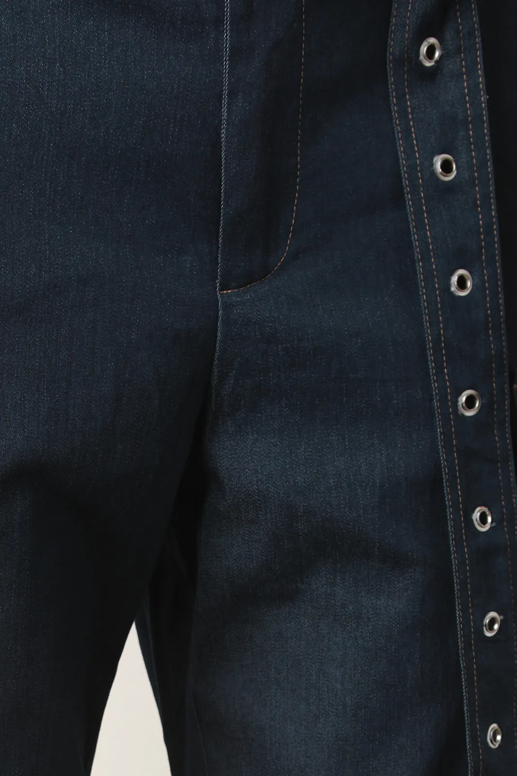 Belted Buckle Denim Cargo Pants