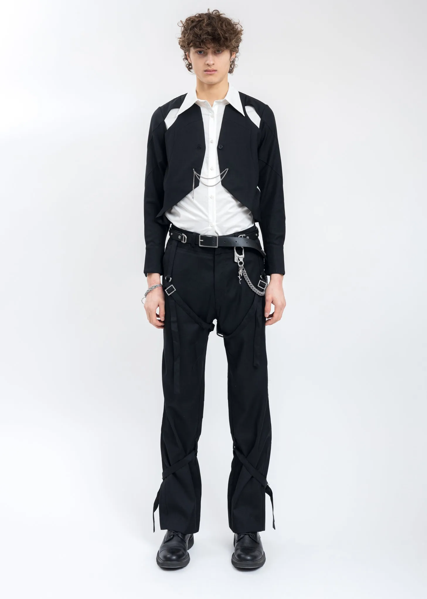 Black And White Layered Hollowed-Out Tailored Shirt