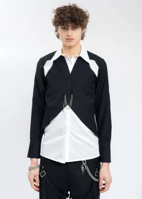 Black And White Layered Hollowed-Out Tailored Shirt