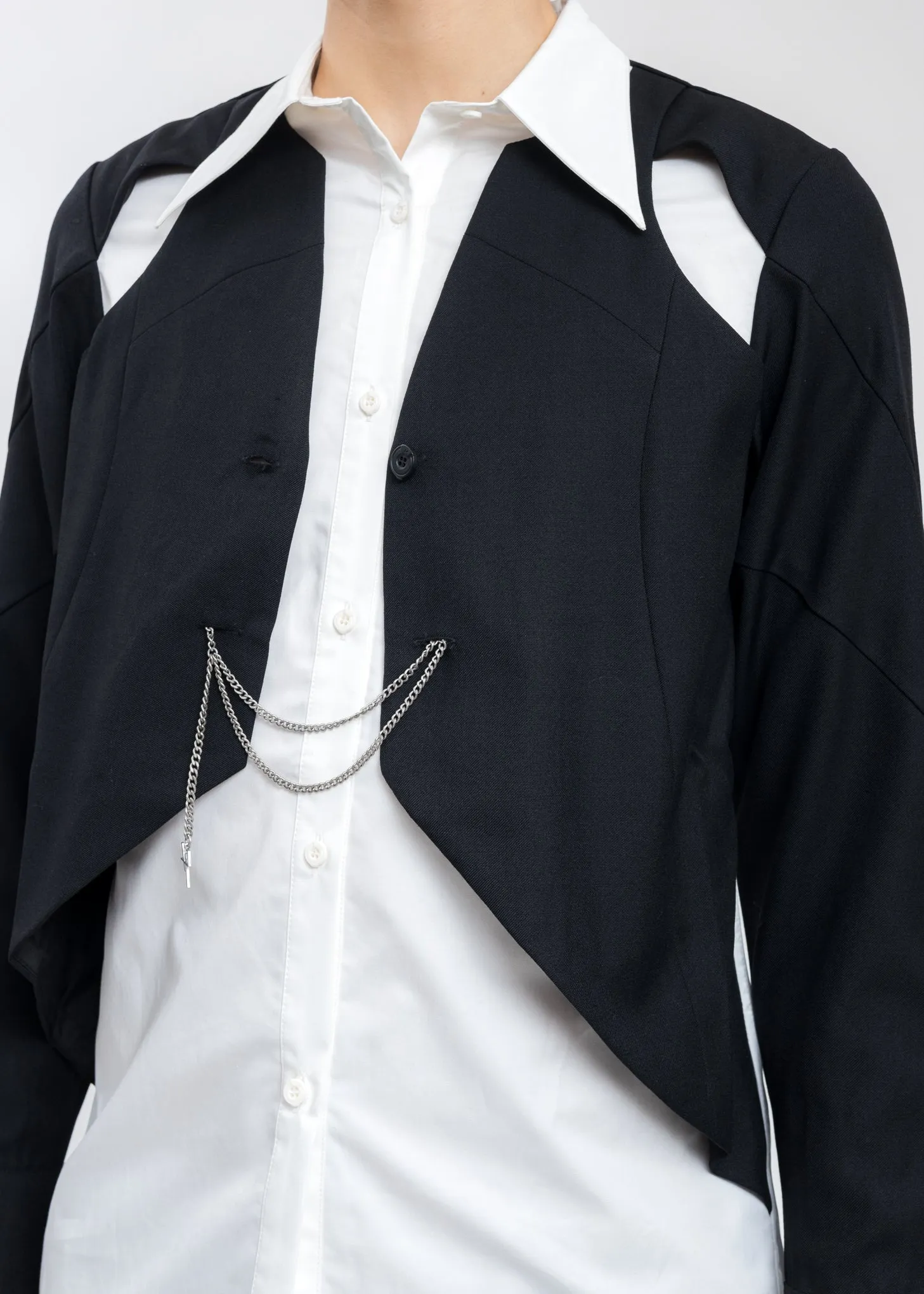 Black And White Layered Hollowed-Out Tailored Shirt