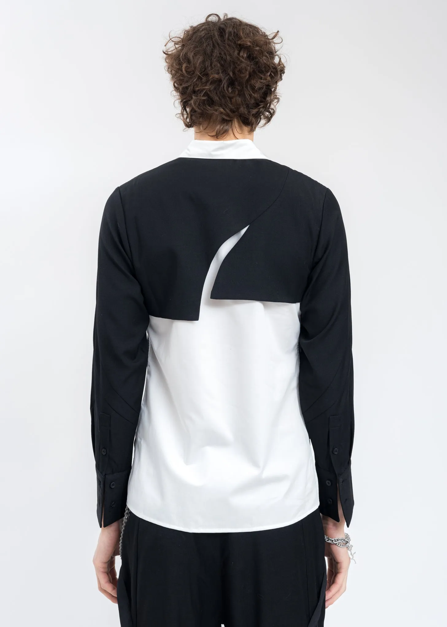 Black And White Layered Hollowed-Out Tailored Shirt