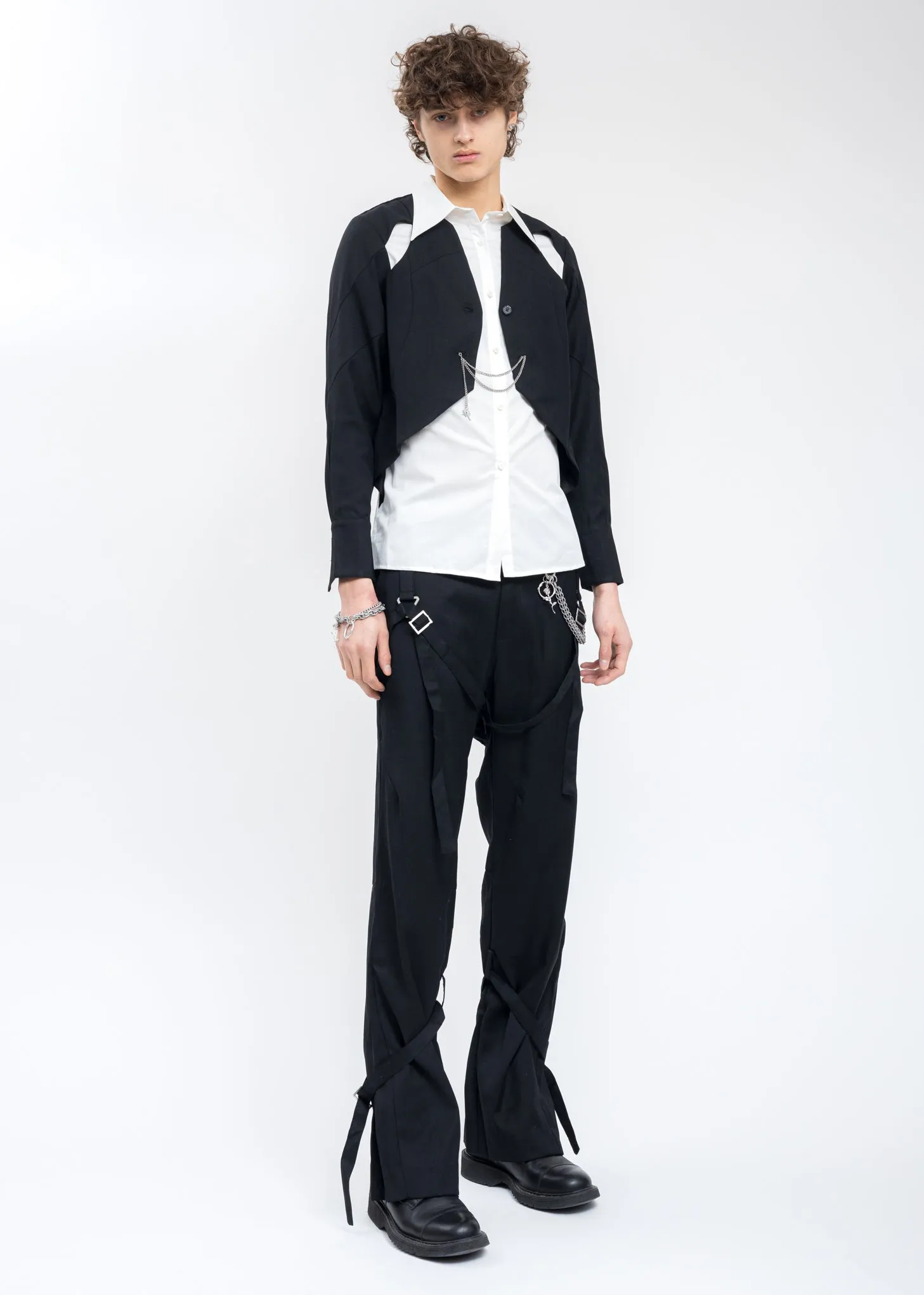 Black And White Layered Hollowed-Out Tailored Shirt