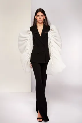 Blazer with Ruffled sleeves and Flared Pants