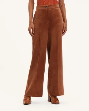 Button Front Wide Leg Corduroy Pant