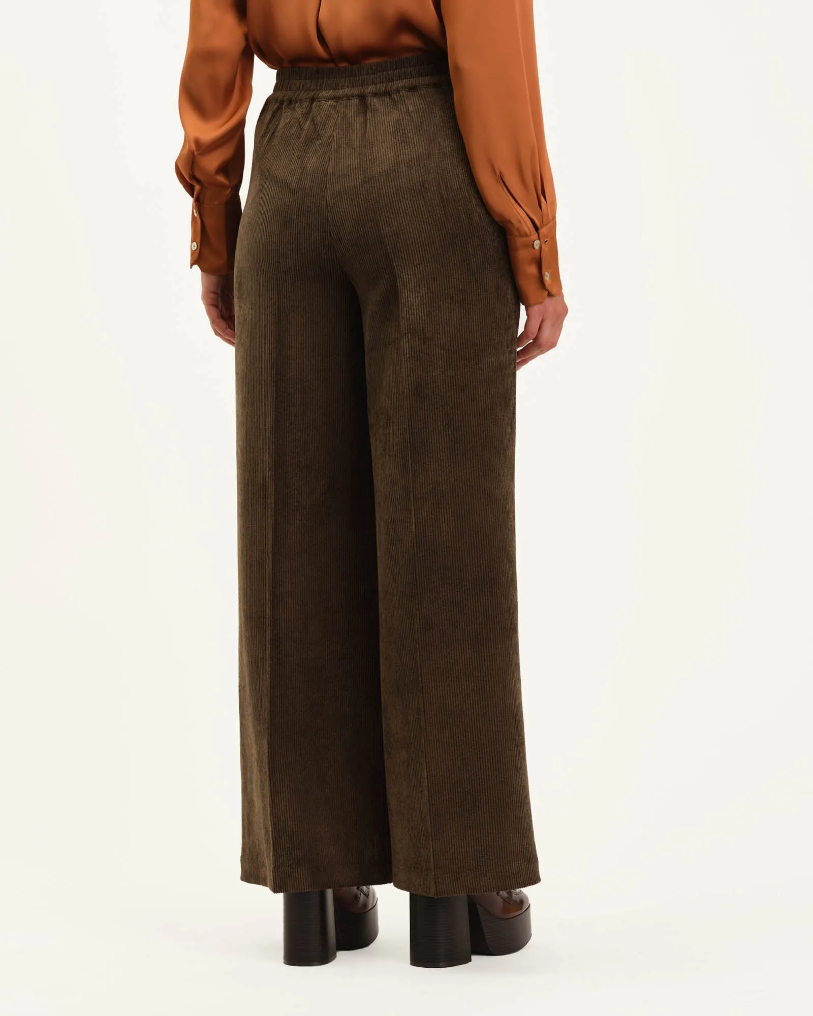 Button Front Wide Leg Corduroy Pant