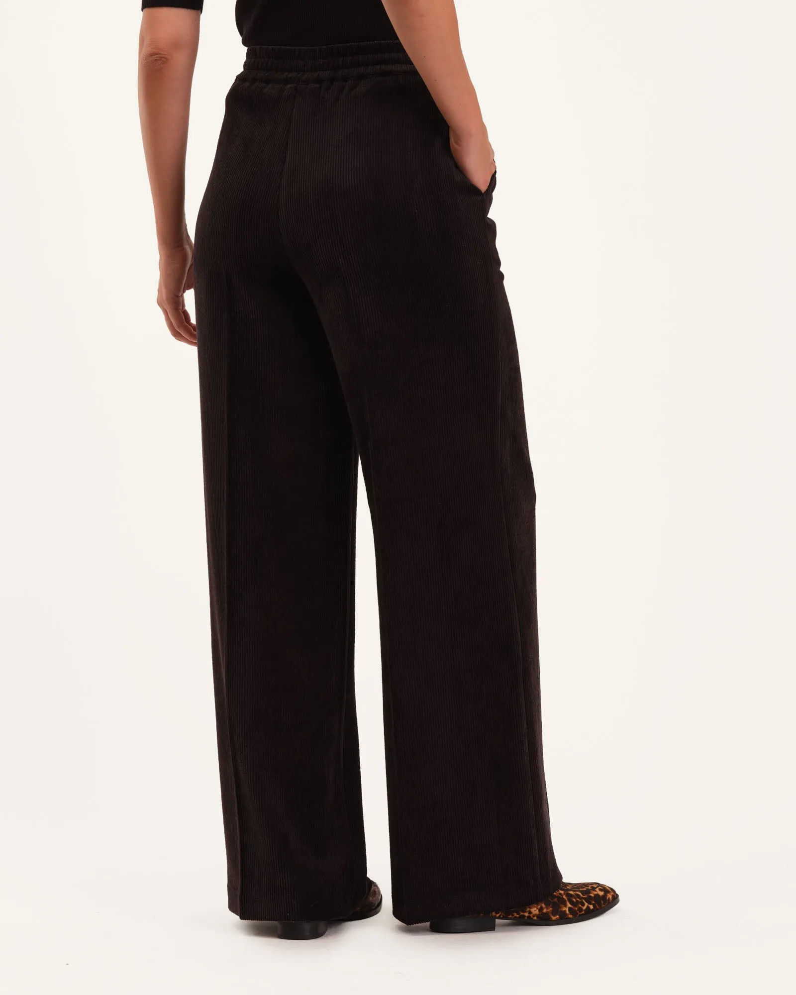 Button Front Wide Leg Corduroy Pant