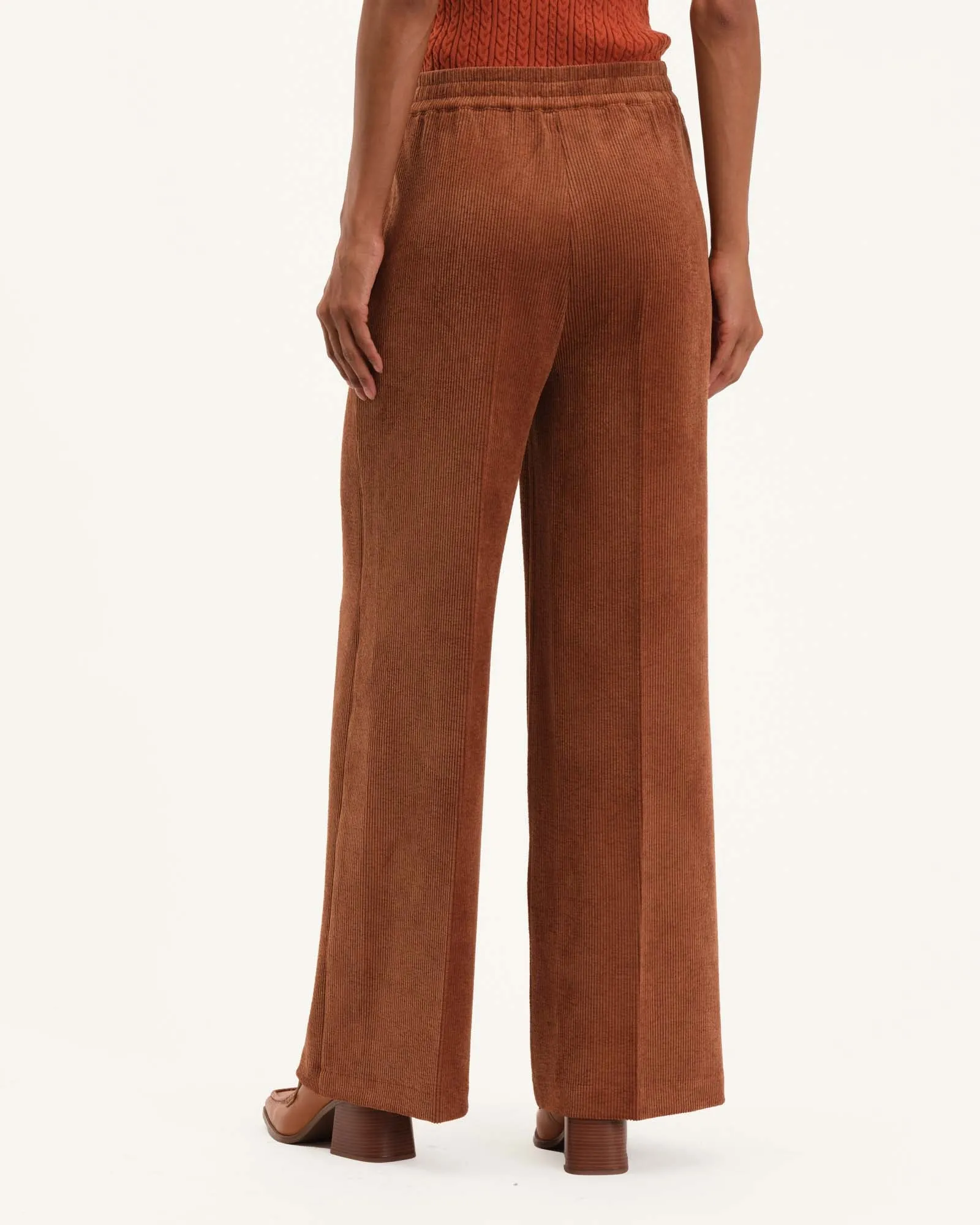Button Front Wide Leg Corduroy Pant