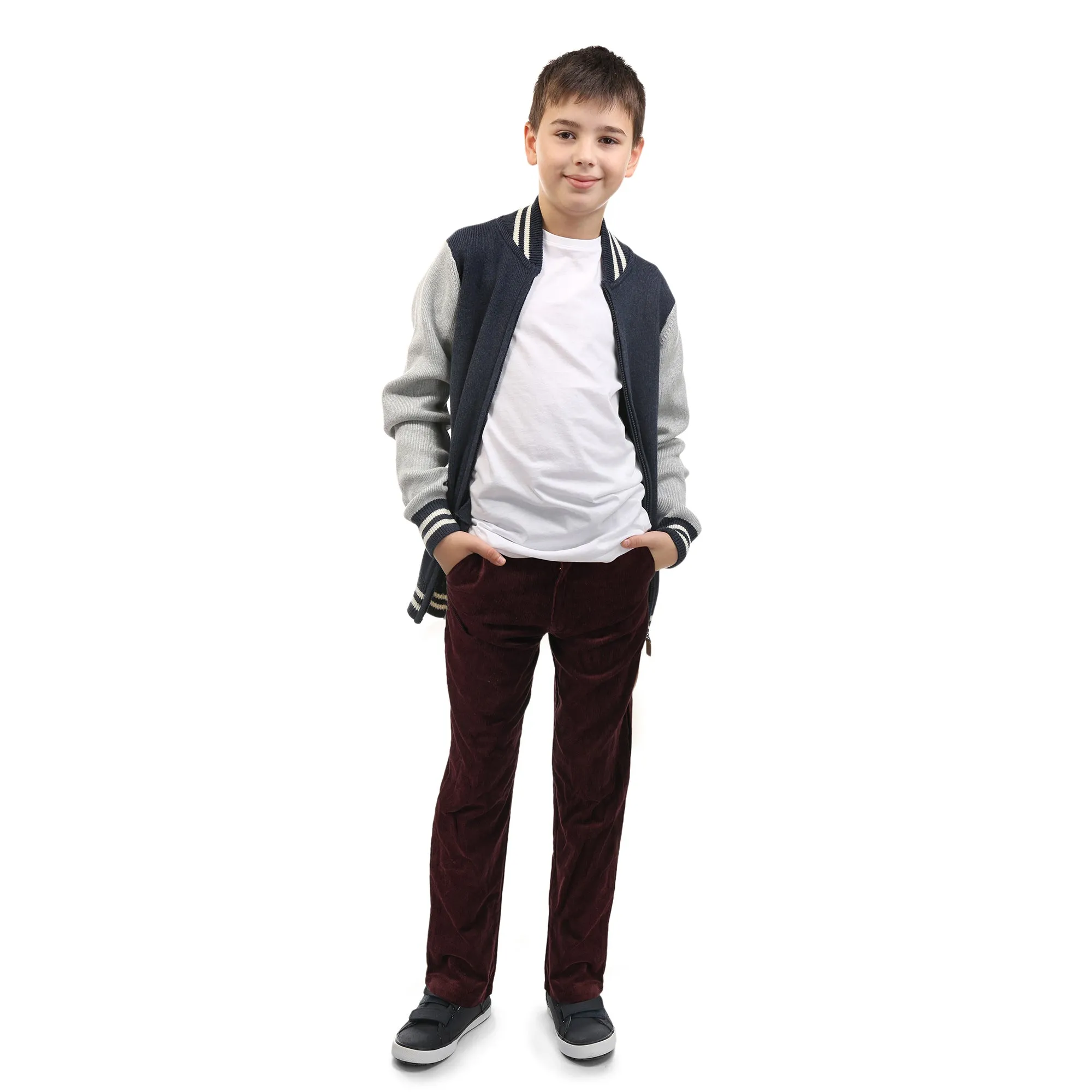 Charcoal Gray Slim Fit Corduroy Pants