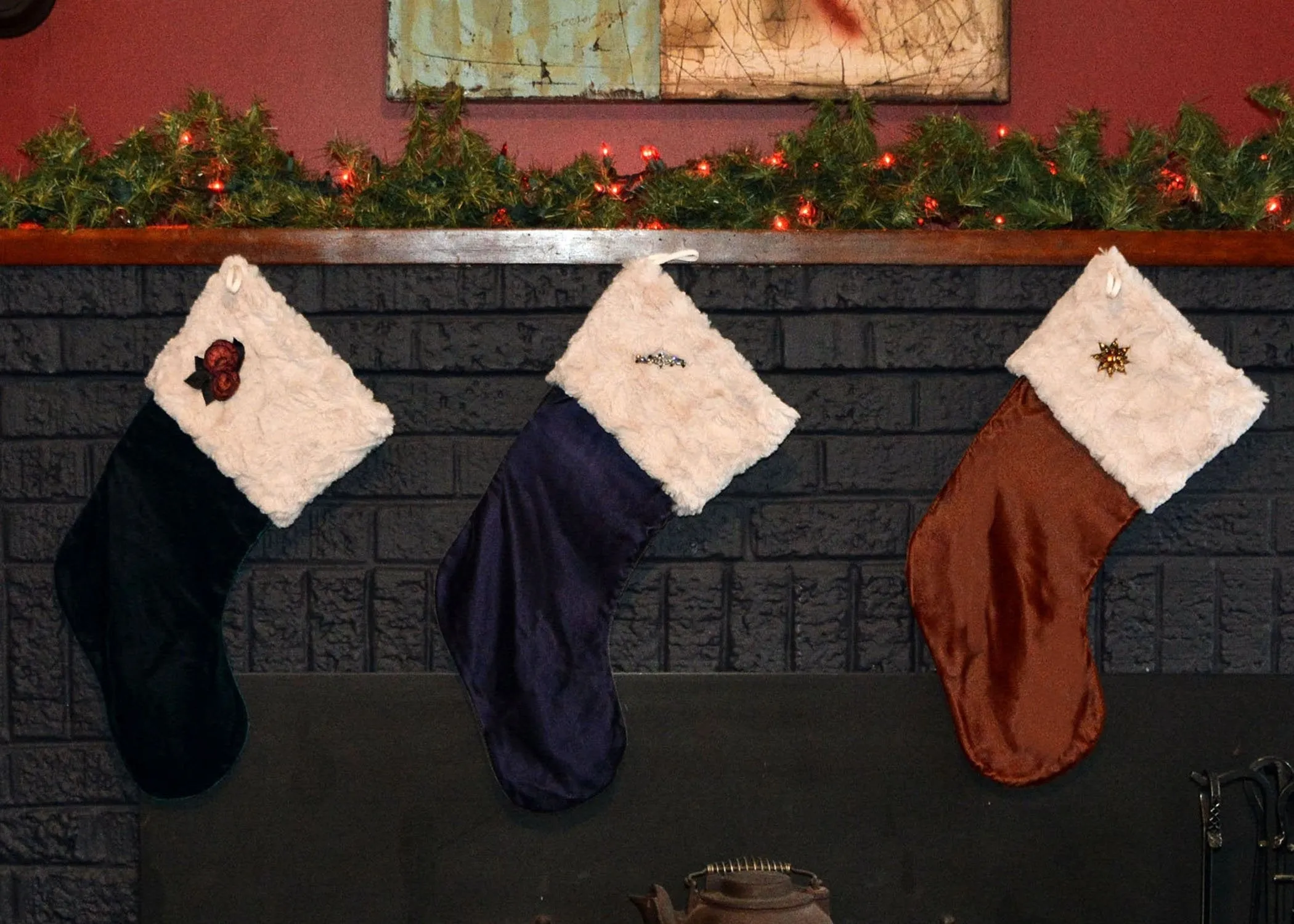 Christmas Stocking -  Assorted Festive Velvets with Assorted Cuddly Faux Fur Cuffs