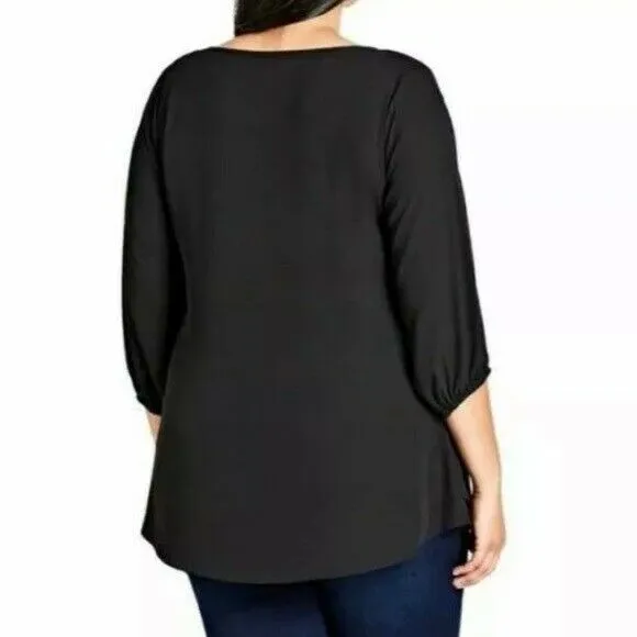 City Chic Women's Sexy Fling Zip Front Top Black Size Petite Small