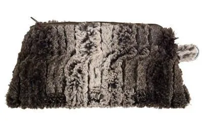 Coin Purse & Cosmetic Bag - Luxury Faux Fur in Chinchilla Brown (Cosmetic Only!)