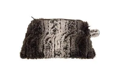 Coin Purse & Cosmetic Bag - Luxury Faux Fur in Chinchilla Brown (Cosmetic Only!)