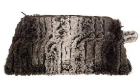 Coin Purse & Cosmetic Bag - Luxury Faux Fur in Chinchilla Brown (Cosmetic Only!)