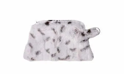 Coin Purse & Cosmetic Bag - Luxury Faux Fur in Winters Frost