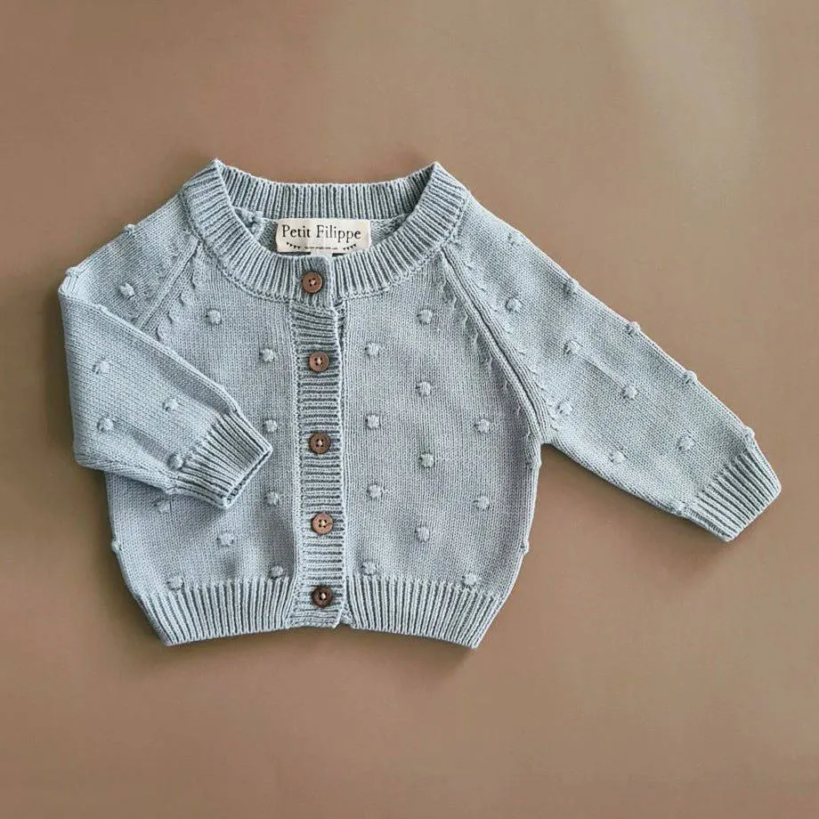 Dotted Cardigan - Cotton - Misty Blue