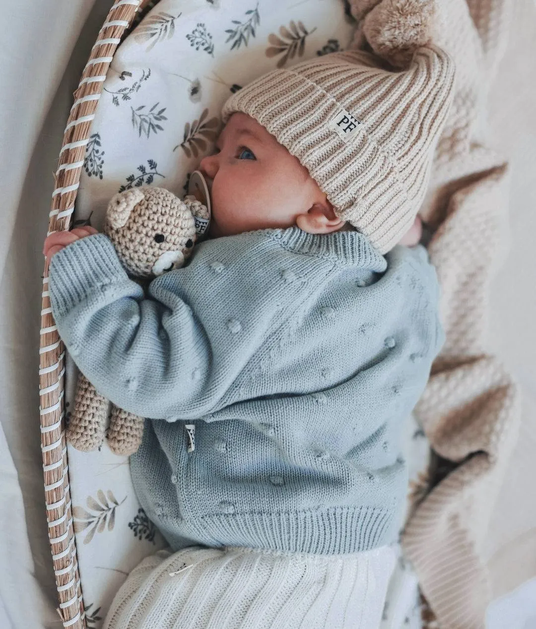 Dotted Cardigan - Cotton - Misty Blue