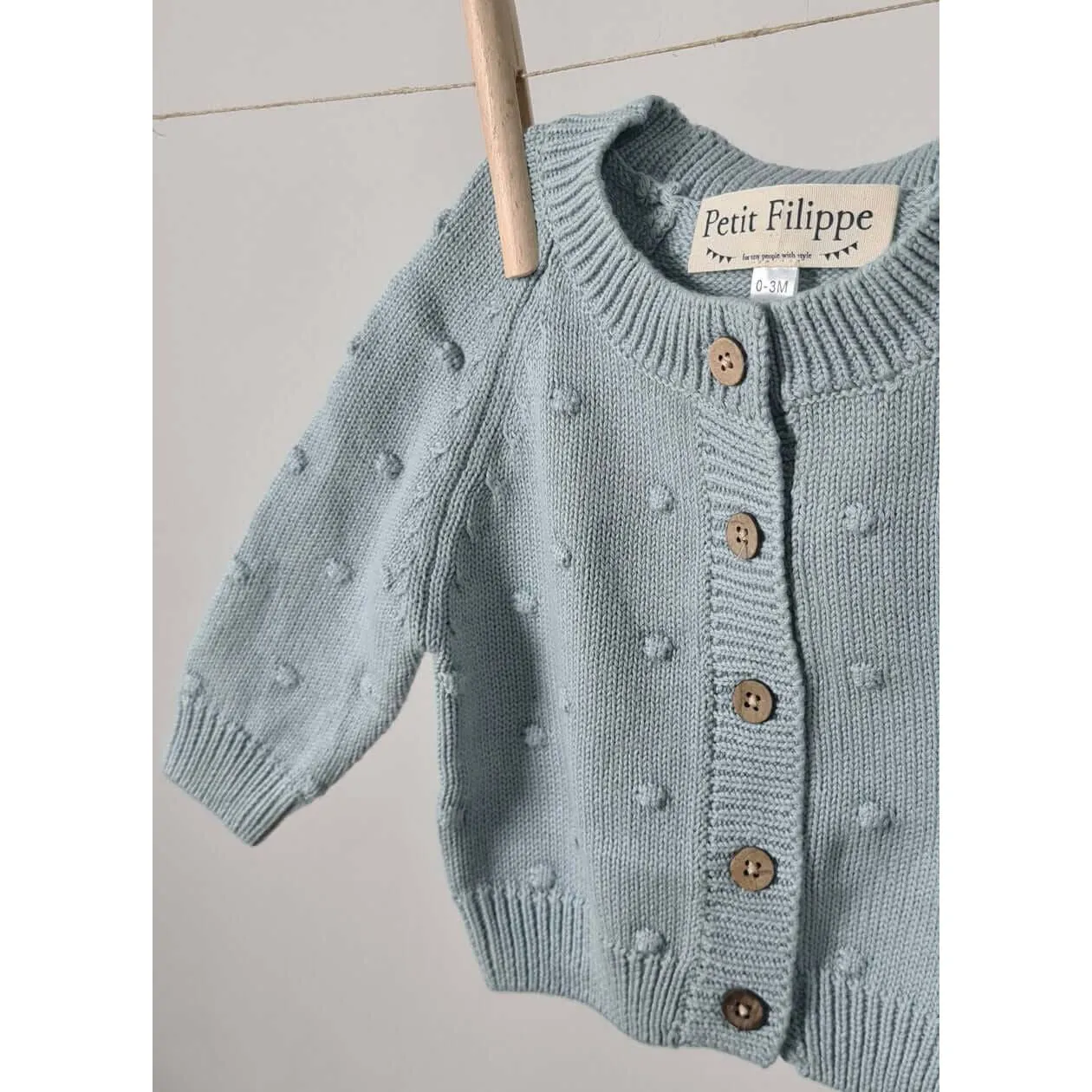 Dotted Cardigan - Cotton - Misty Blue