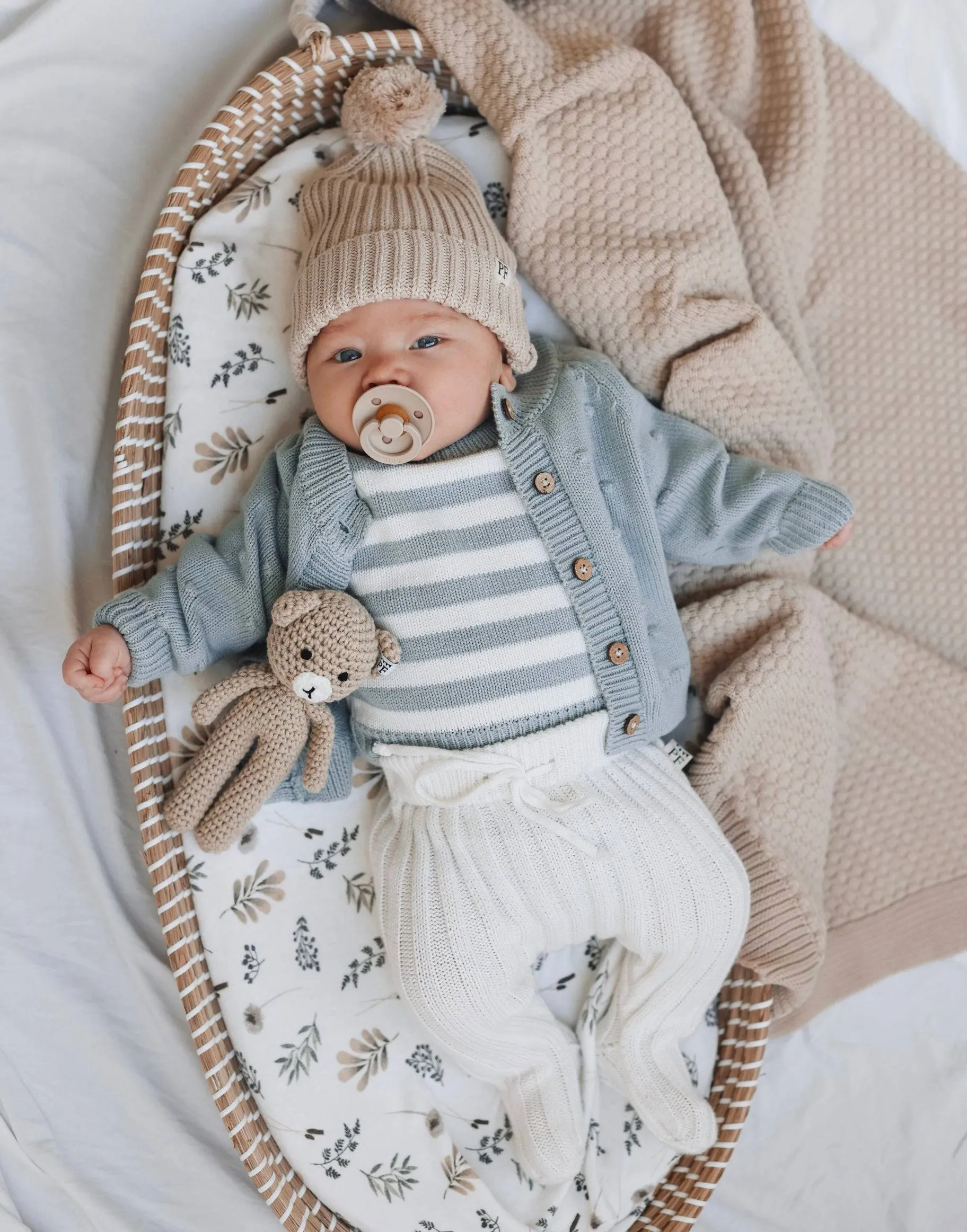 Dotted Cardigan - Cotton - Misty Blue