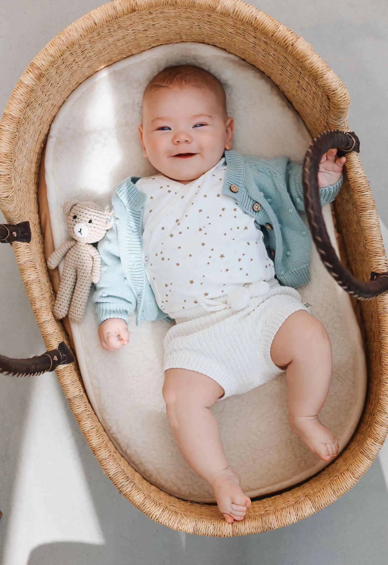 Dotted Cardigan - Cotton - Misty Blue