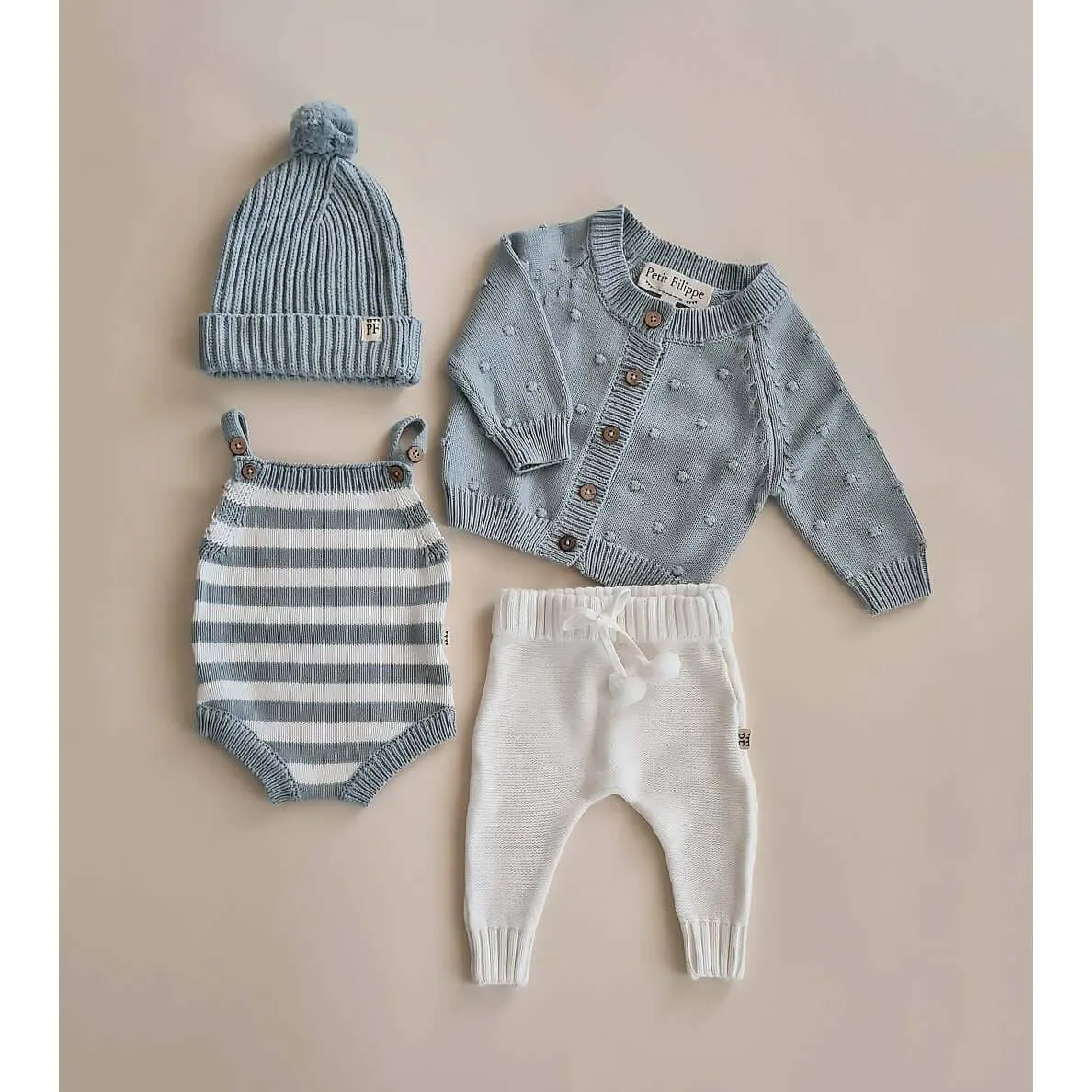 Dotted Cardigan - Cotton - Misty Blue