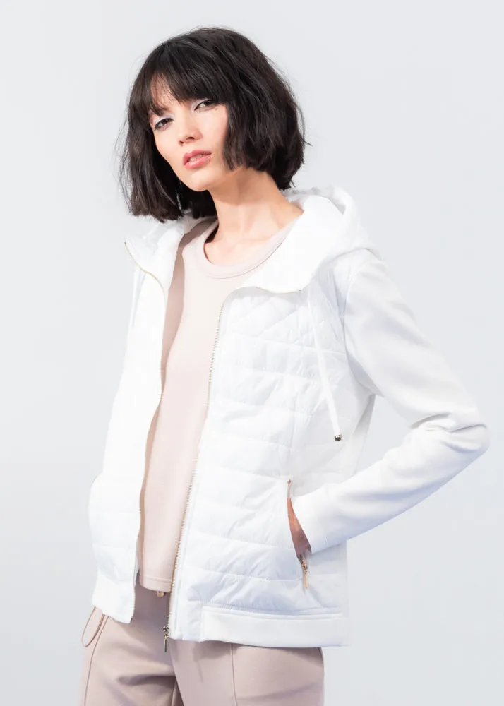 Elena Wang Top - Quilted Hoody - White