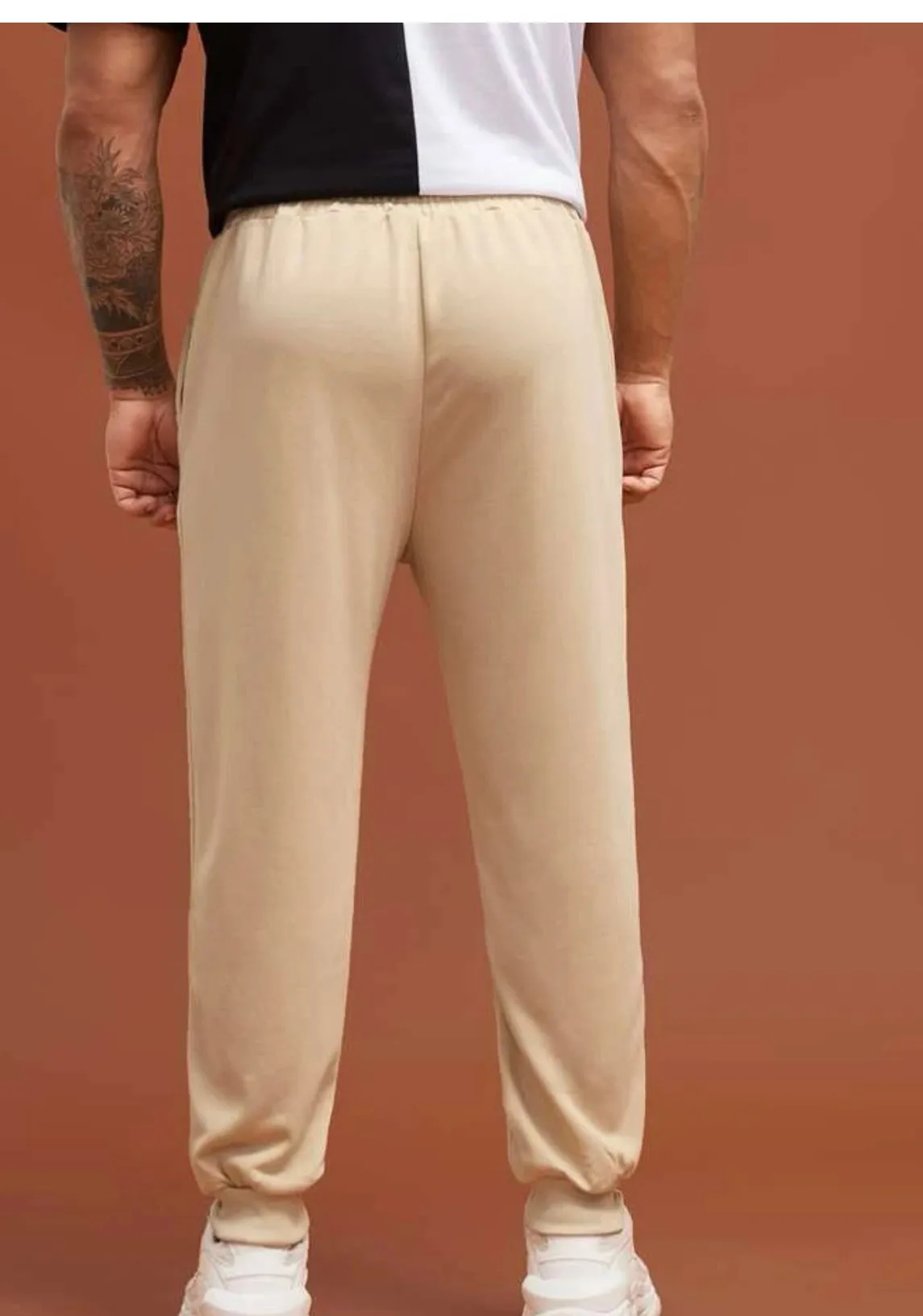 Extended sizes men bear print drawstring waist sweatpants