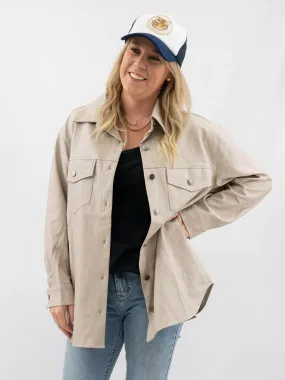 Faux Leather Cream Shacket