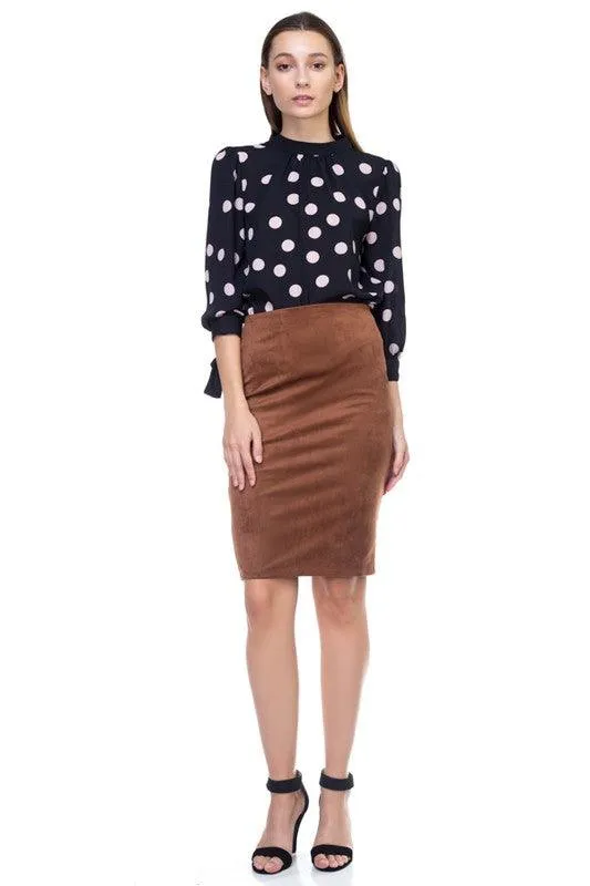 Faux Suede Pencil Skirt